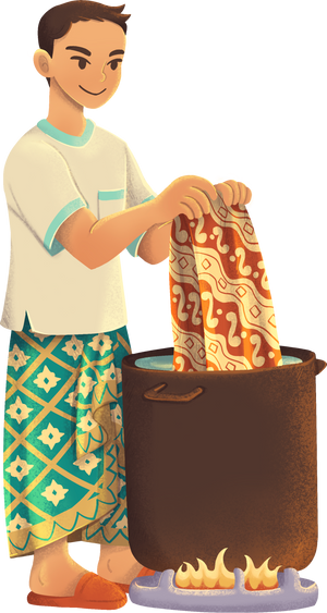 Man Artisan Doing Batik Dyeing Illustration Illustration