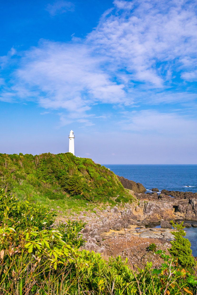 Tsumekizaki lighthouse is located Suzaki Peninsula (Tsumekizaki Cape), Southern Izu area, Shimoda City, Shizuoka Prefecture, Japan.