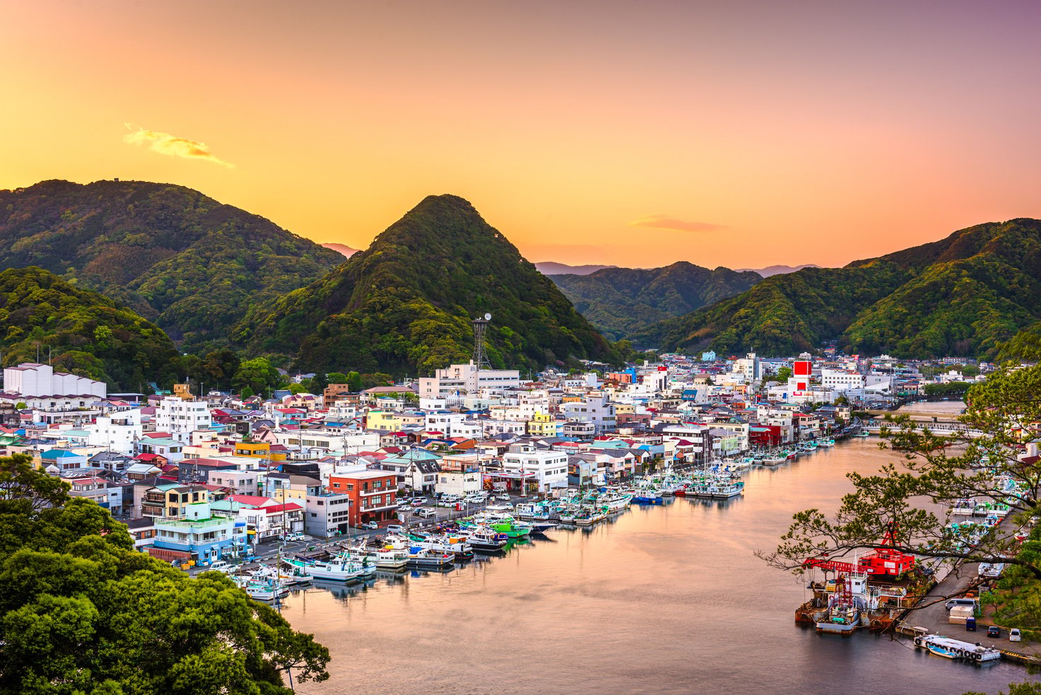 Shimoda, Japan Town View at Dusk